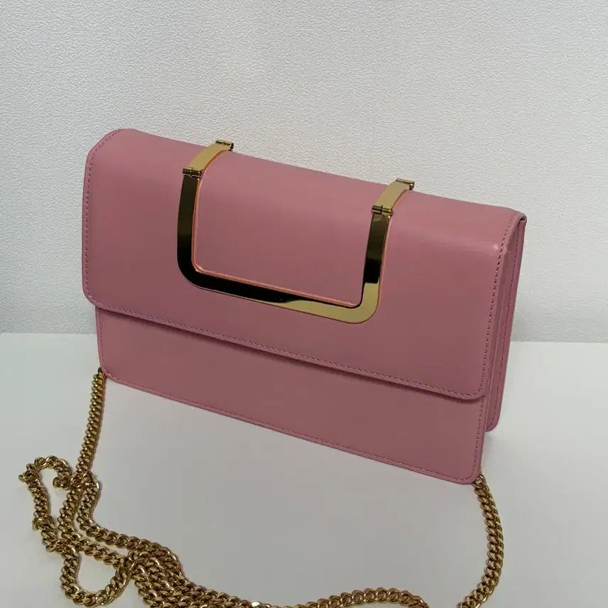 [BUNJANG] EENK Cow Leather Chain Handbag Pink / EENK 잉크 소가죽 가방 체인 핸드백 핑크