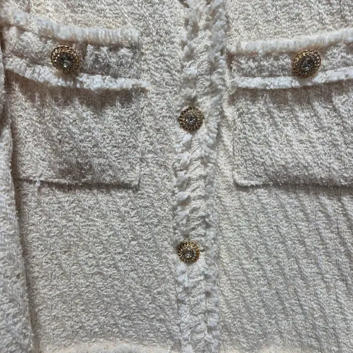 [BUNJANG] Ivory Tweed Jacket with Gold Buttons / (세일)(새상품)아이보리 트위드 자켓 금장 단추