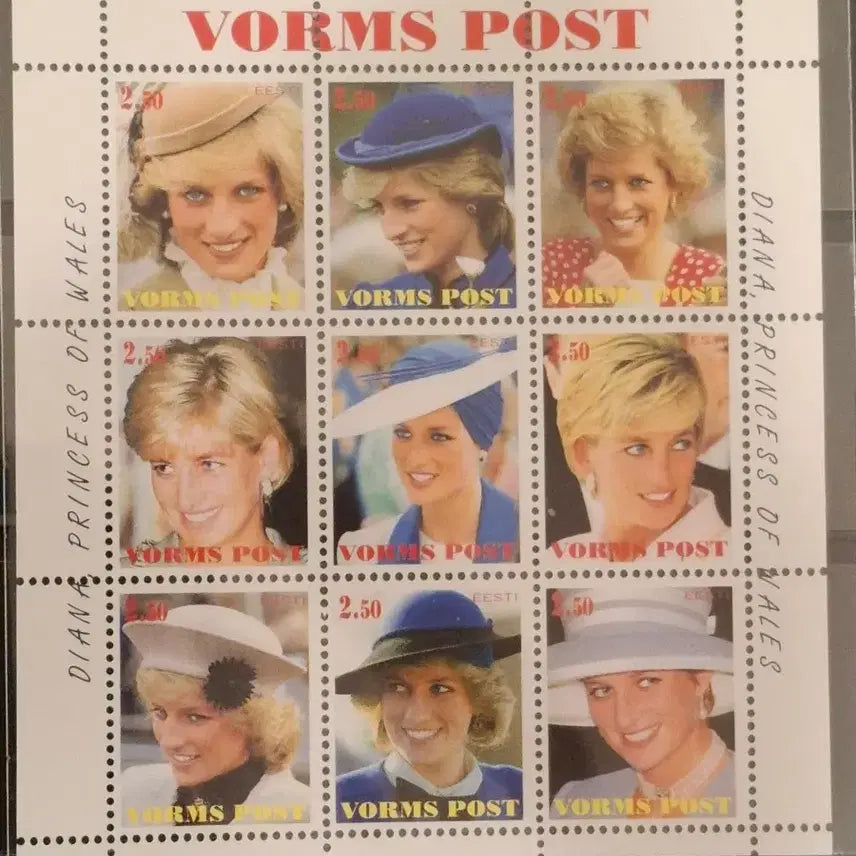 [BUNJANG] 1990s Estonia Vormsi Post Diana Memorial Stamp Sheet / (12관/A15) 1990년 에스토니아 다이에나비추모 기념우표(A8)저렴