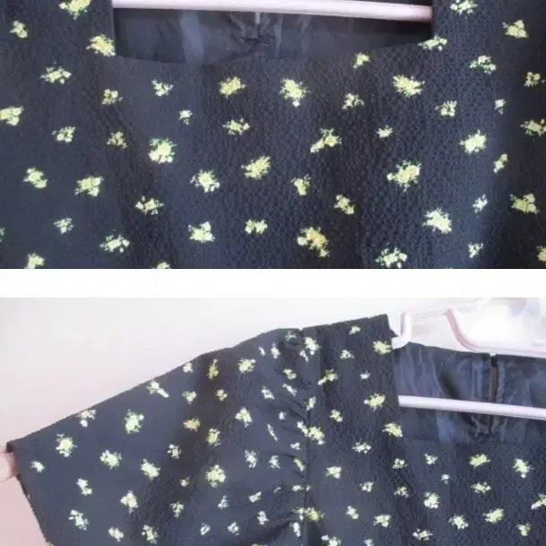 [SOLD OUT] 블랙 "노랑꽃" 귀여운 블라우스 (새옷)