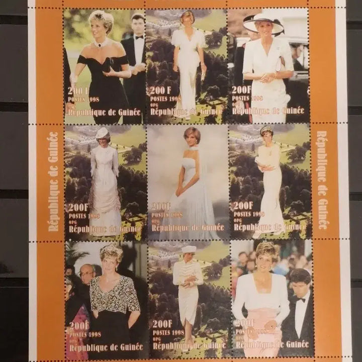 [BUNJANG] Guinea Diana Memorial Stamp Set / (12관/A08) 1998년 기니 다이에나 추모 기념우표(A2)저렴