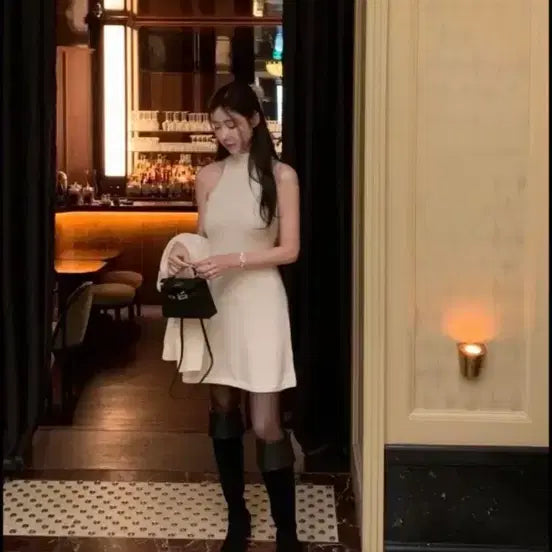 [BUNJANG] Laflaa Amber Knit Dress Cardigan Set White / 라플라 엠버 니트 원피스 가디건 세트 화이트 ( 에크루)