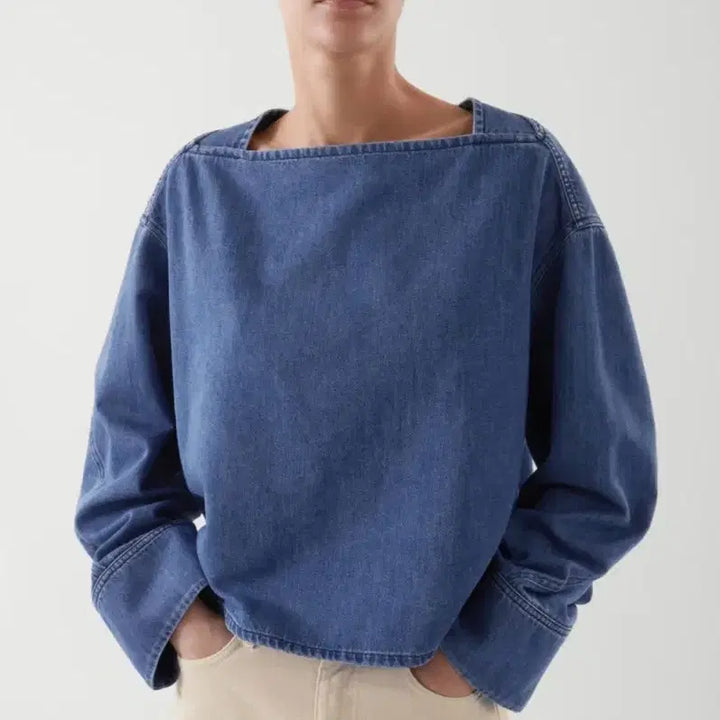[BUNJANG] COS Square Neck Denim Blouse Size 34 / COS 코스 스퀘어넥 데님 블라우스 34