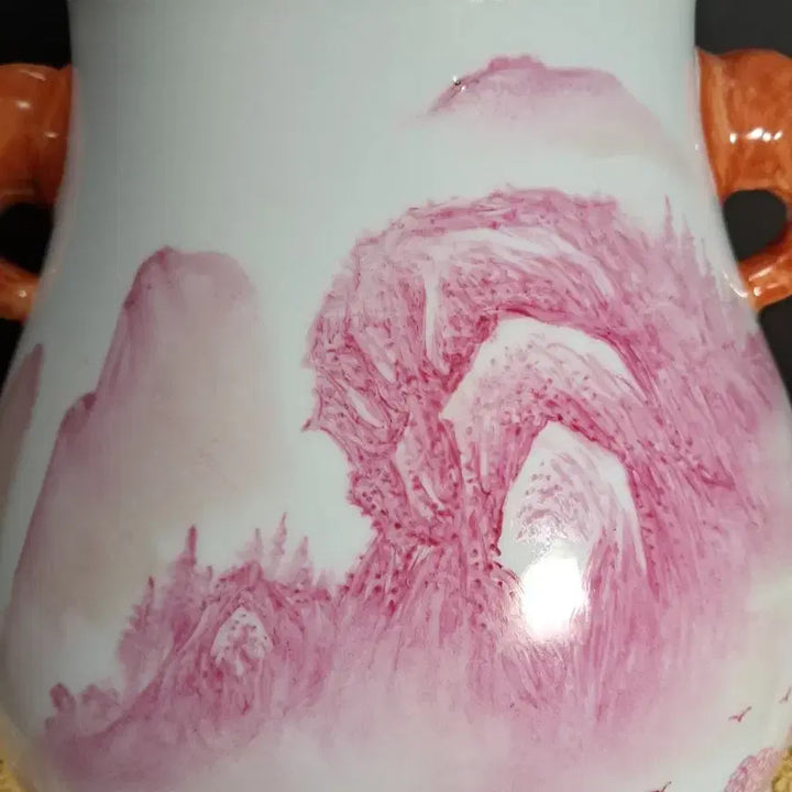 [BUNJANG] (명품감상)연지홍 산수문 상이준(높이약 30cm) / (명품감상)연지홍 산수문 상이준(높이약 30cm)