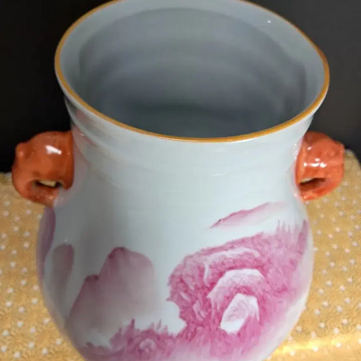 [BUNJANG] (명품감상)연지홍 산수문 상이준(높이약 30cm) / (명품감상)연지홍 산수문 상이준(높이약 30cm)