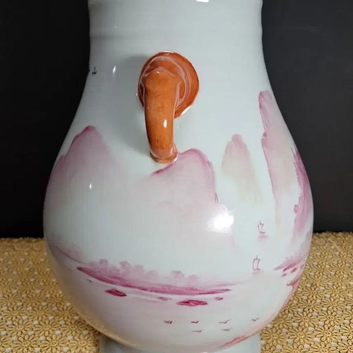 [BUNJANG] (명품감상)연지홍 산수문 상이준(높이약 30cm) / (명품감상)연지홍 산수문 상이준(높이약 30cm)