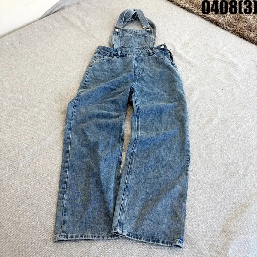 [SOLD OUT] L 청 데님 와이드 멜빵 바지 점프수트 0408(3)