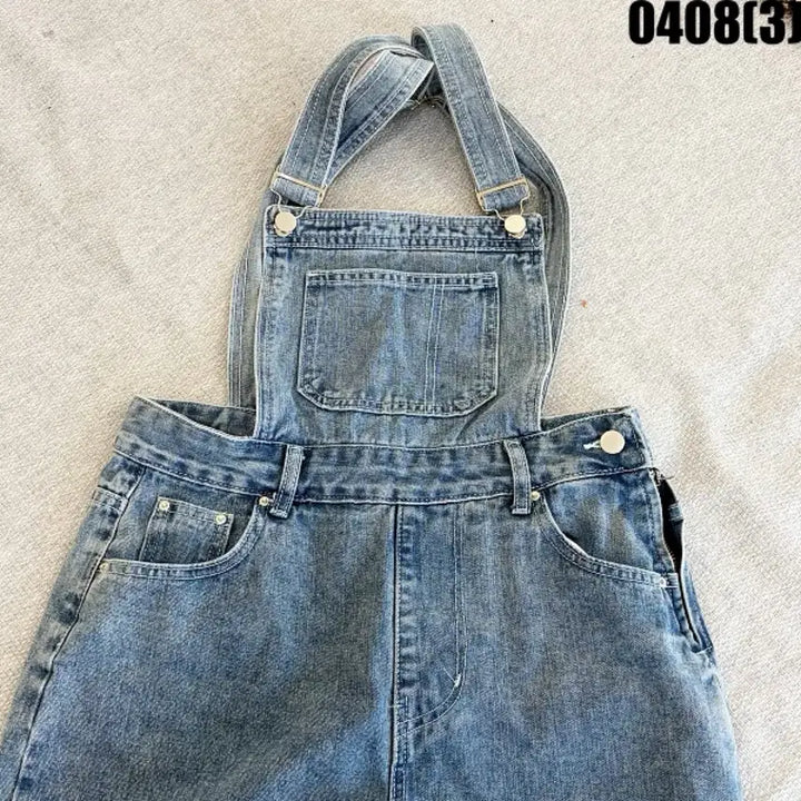 [SOLD OUT] L 청 데님 와이드 멜빵 바지 점프수트 0408(3)