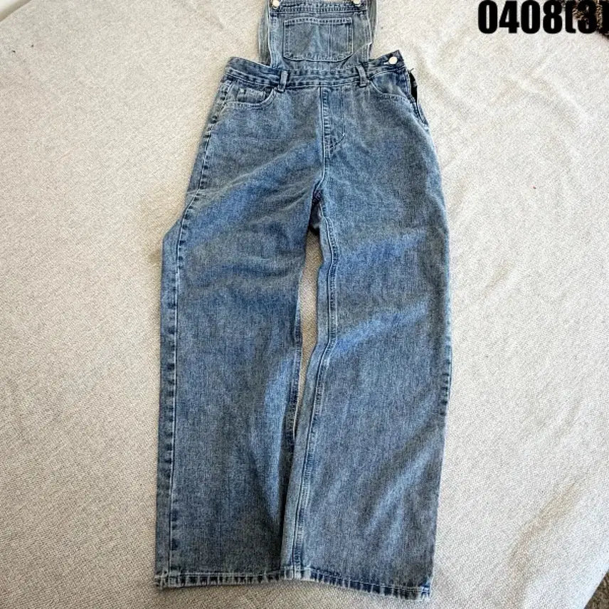 [SOLD OUT] L 청 데님 와이드 멜빵 바지 점프수트 0408(3)