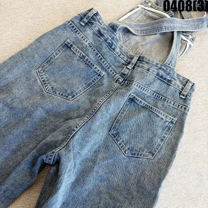 [SOLD OUT] L 청 데님 와이드 멜빵 바지 점프수트 0408(3)