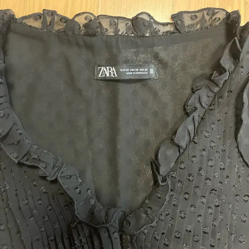 [BUNJANG] Zara Black Polka Dot See-Through Mini Dress XS / 자라 블랙 도트 시스루 미니 원피스xs