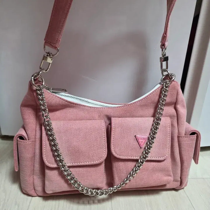 [BUNJANG] Keliz Guess Pink Denim Croffle Bag / 업사이클링가방 켈리즈 게스 핑크데님 크로플백