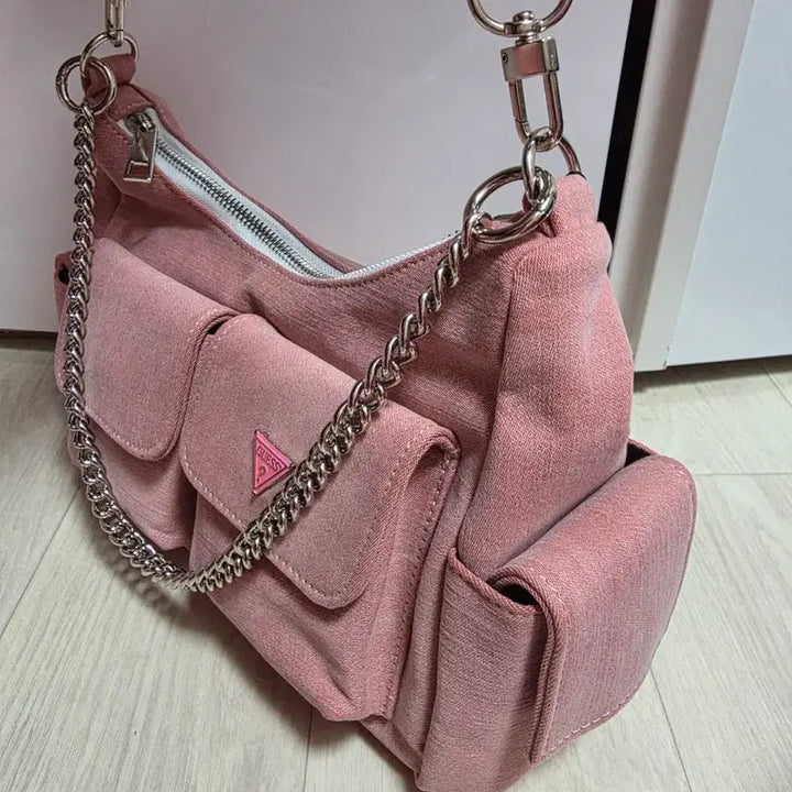 [BUNJANG] Keliz Guess Pink Denim Croffle Bag / 업사이클링가방 켈리즈 게스 핑크데님 크로플백