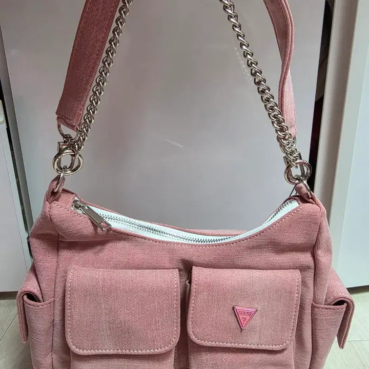 [BUNJANG] Keliz Guess Pink Denim Croffle Bag / 업사이클링가방 켈리즈 게스 핑크데님 크로플백