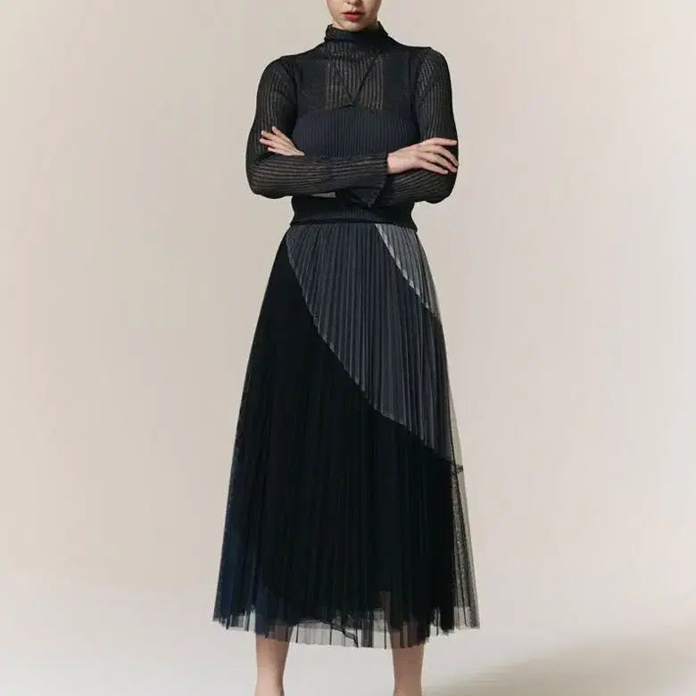 [BUNJANG] Pleats Pleated Chiffon Skirt F / 새상품 25 플리츠미 신상 플리츠 샤 스커트 F