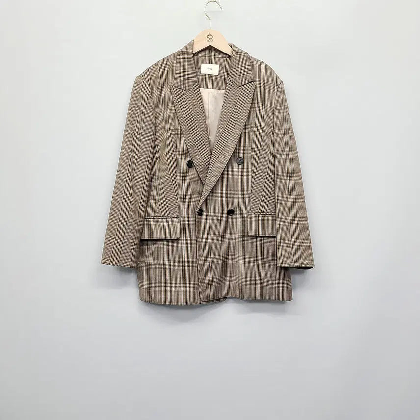 [BUNJANG] BOWEN Wool Blend Classic Check Double Jacket / 보웬(BOWEN) 울 혼방 클래식 체크 더블 자켓 (Free)
