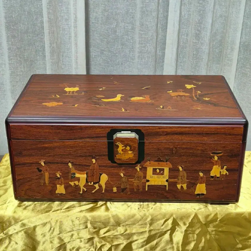 [BUNJANG] Saimdang Furniture Hwalimok &amp; Odanwood Jewelry Box with Mother-of-Pearl Inlay / 고가구 전통가구 사임당가구 패물함 / 화류목 /  상감부조 가구