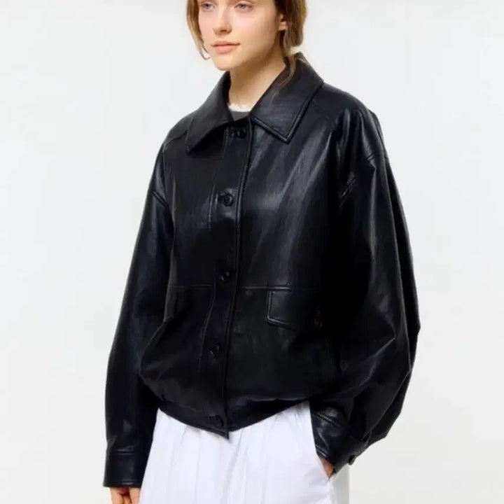 [BUNJANG] Depound Elleather Bomber Jacket - Black / 드파운드 가죽자켓 bomber jacket - black(새상품)