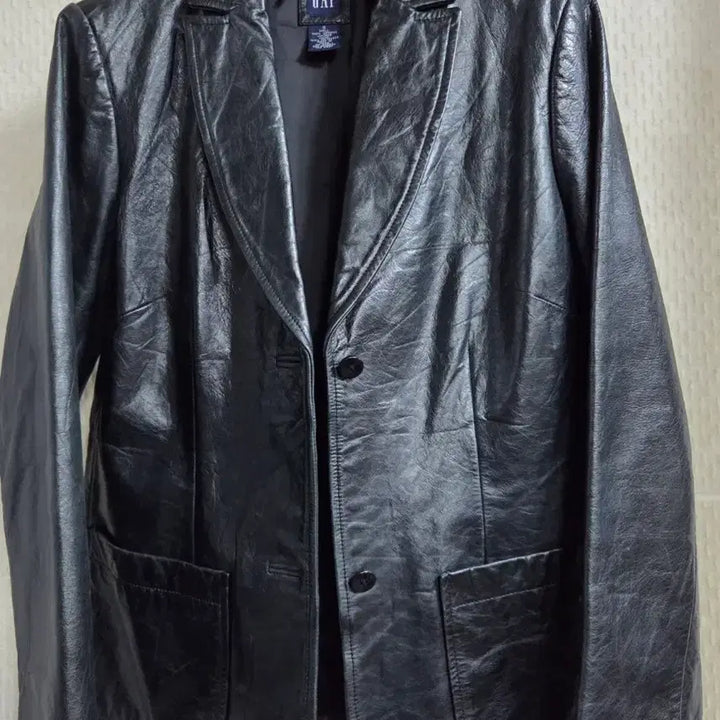 [BUNJANG] GAP Black Two-Tone Leather Jacket / GAP 갭 블랙투톤 가죽 자켓 S
