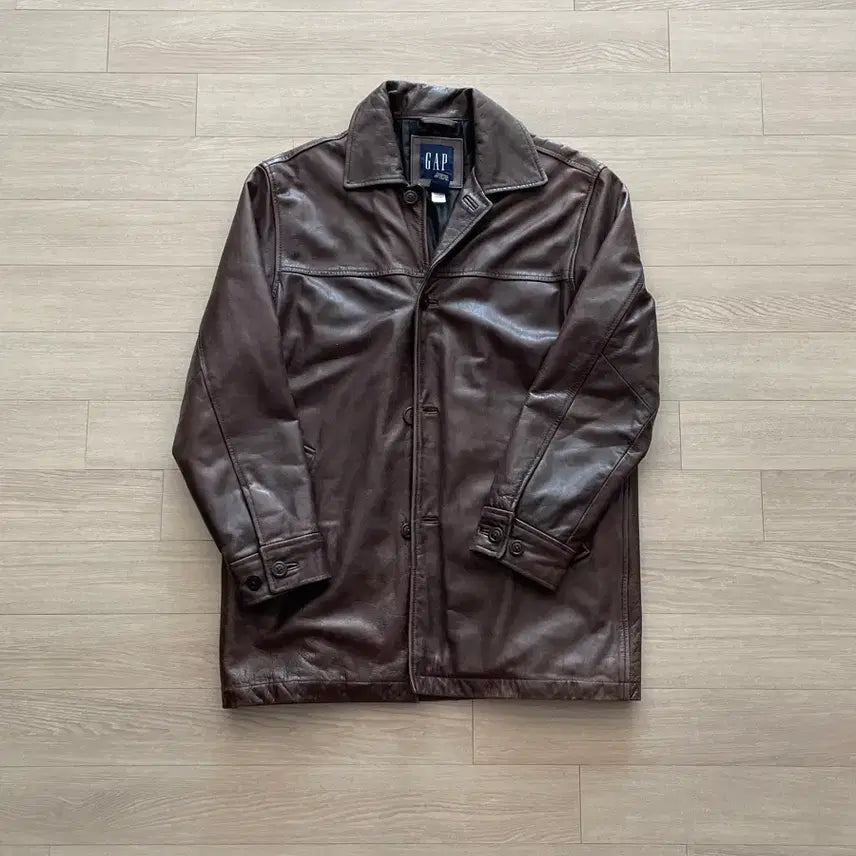 [BUNJANG] Gap 90s Leather Carcoat Brown Jacket / [XS] 90s 올드갭 레더 카코트 브라운 gap carcoat