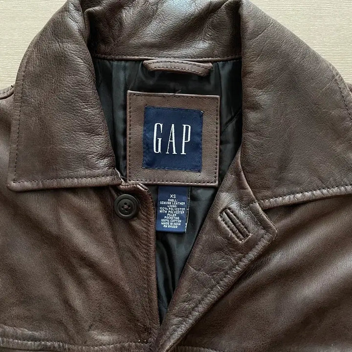 [BUNJANG] Gap 90s Leather Carcoat Brown Jacket / [XS] 90s 올드갭 레더 카코트 브라운 gap carcoat