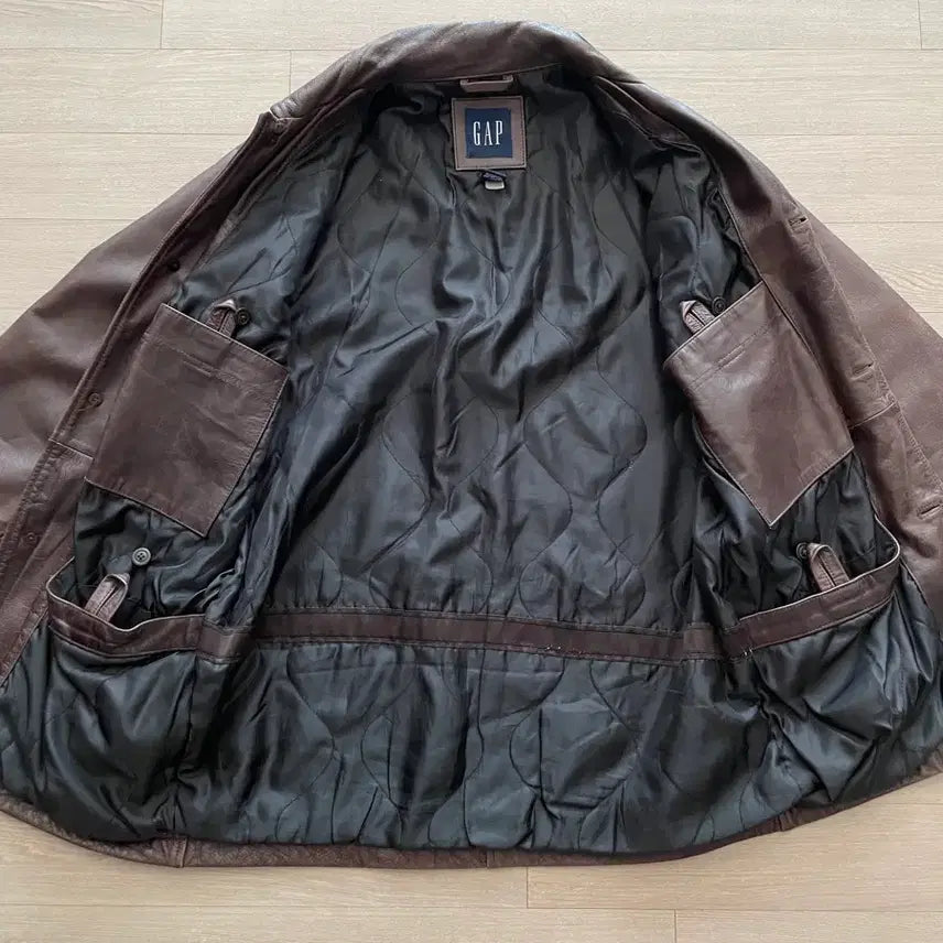 [BUNJANG] Gap 90s Leather Carcoat Brown Jacket / [XS] 90s 올드갭 레더 카코트 브라운 gap carcoat