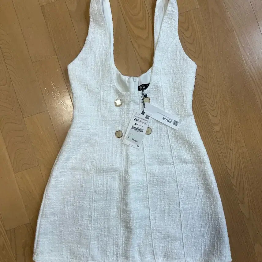 [BUNJANG] Zara White Tweed Mini Dress XS / 자라 화이트 트위드 미니 원피스 XS