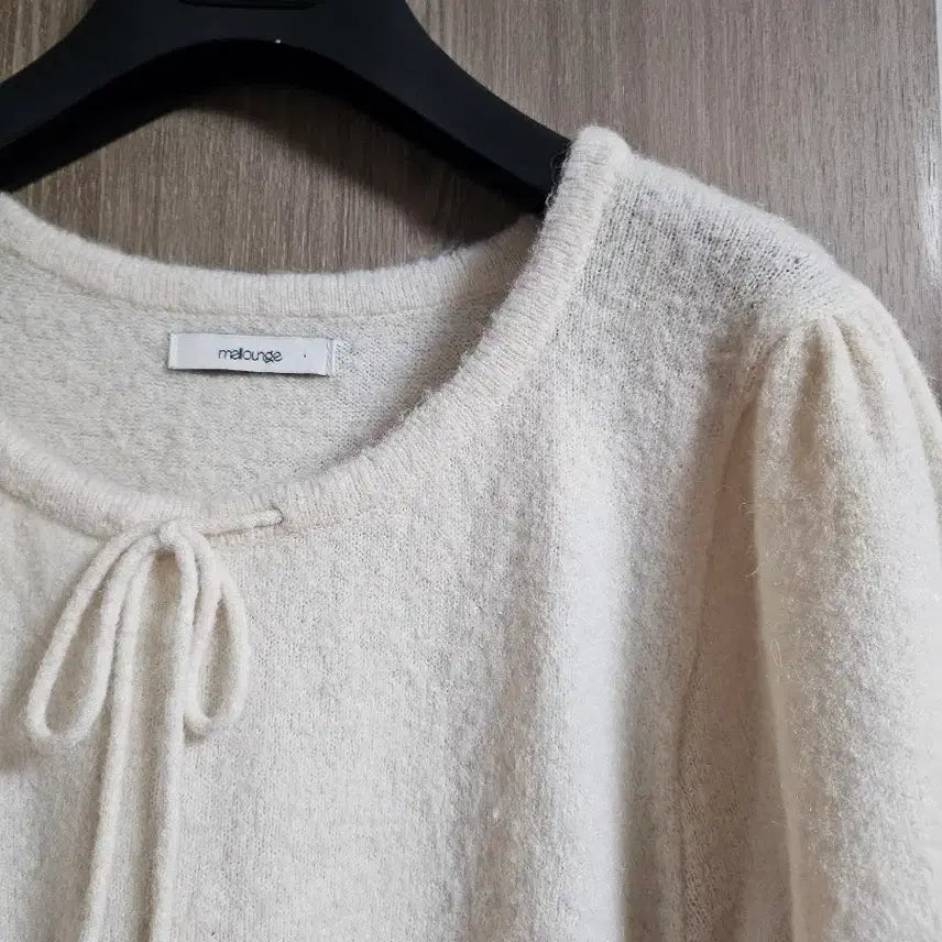 [BUNJANG] Melange Ribbed Short Sleeve Knit Top / ㅣ멜라운지 리본 반팔니트ㅣ