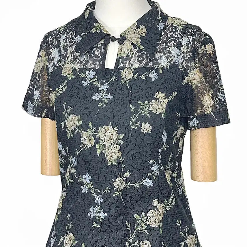 [BUNJANG] Restrose Vintage Lace Flower Dress - Black / 일본빈티지 레스트로즈 플라워꽃레이스원피스 블랙 모리걸하구미룩갸루y2k히피
