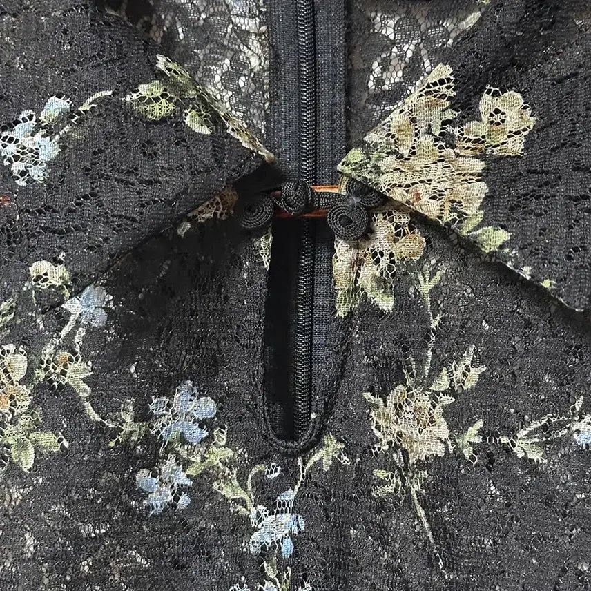 [BUNJANG] Restrose Vintage Lace Flower Dress - Black / 일본빈티지 레스트로즈 플라워꽃레이스원피스 블랙 모리걸하구미룩갸루y2k히피