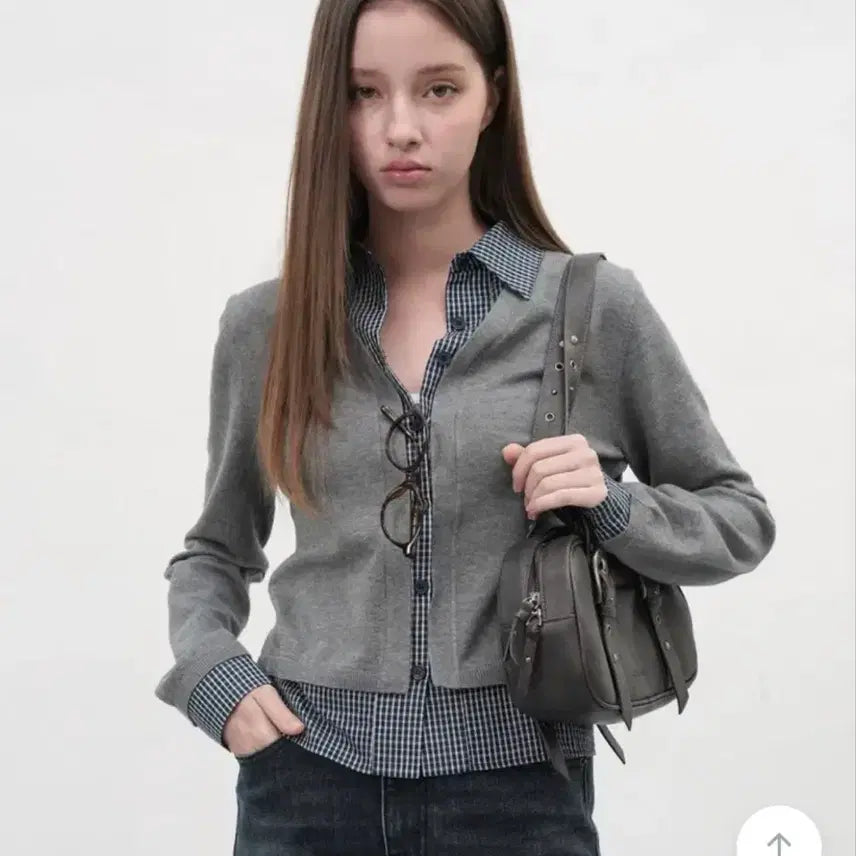 [BUNJANG] General Idea Checkered Layered Cardigan / 제너럴아이디어 체크 셔츠 레이어드 가디건
