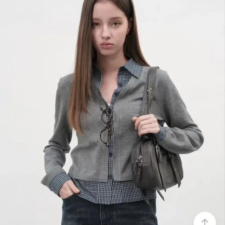 [BUNJANG] General Idea Checkered Layered Cardigan / 제너럴아이디어 체크 셔츠 레이어드 가디건