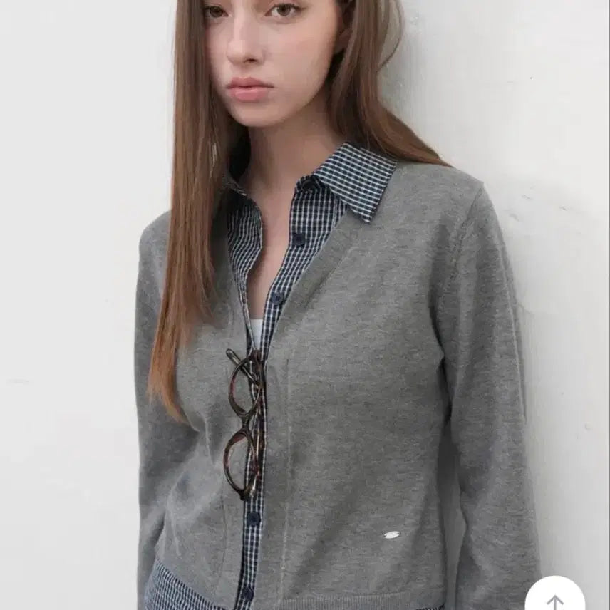 [BUNJANG] General Idea Checkered Layered Cardigan / 제너럴아이디어 체크 셔츠 레이어드 가디건