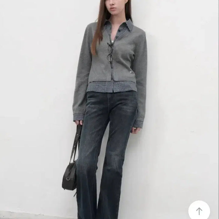 [BUNJANG] General Idea Checkered Layered Cardigan / 제너럴아이디어 체크 셔츠 레이어드 가디건