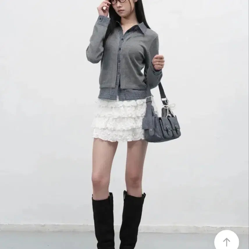 [BUNJANG] General Idea Checkered Layered Cardigan / 제너럴아이디어 체크 셔츠 레이어드 가디건