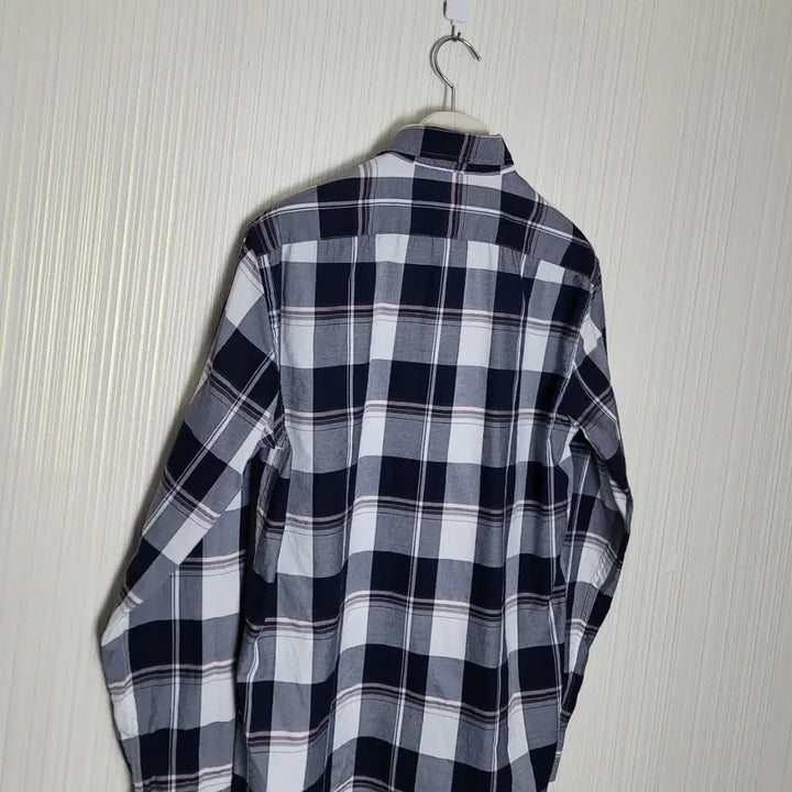 [BUNJANG] Beanpole Check Shirt Navy White / 100_빈폴 체크 셔츠 네이비 화이트