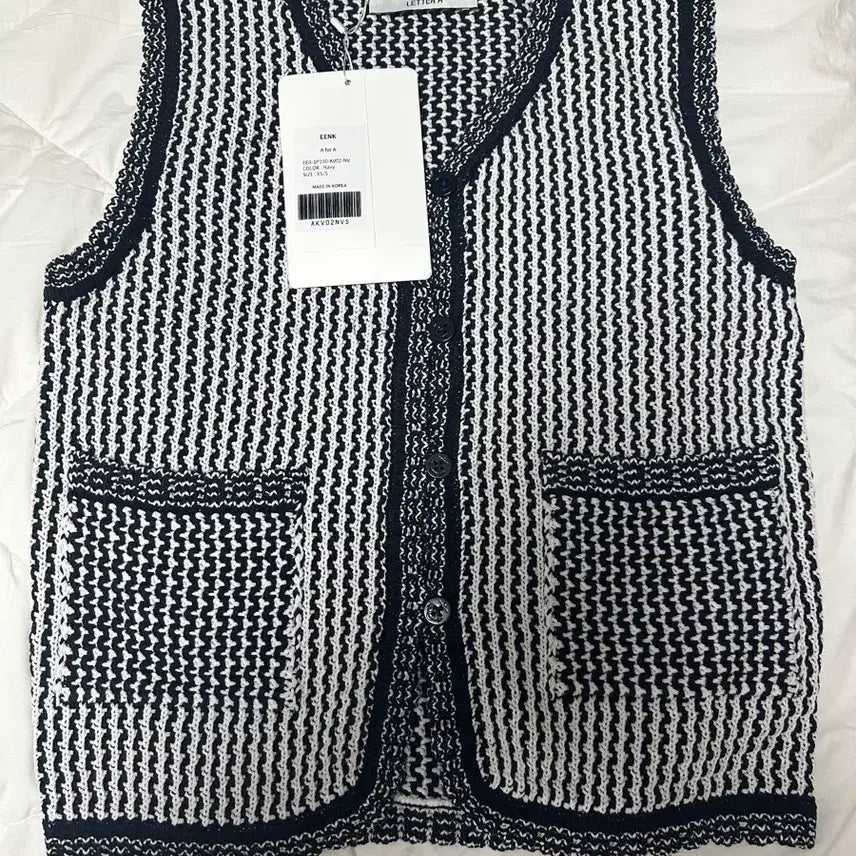 [BUNJANG] EENK Navy Knit Cardigan &amp; Vest Set (XS/S) / EENK 네이비 니트 가디건 + 조끼 XS/S