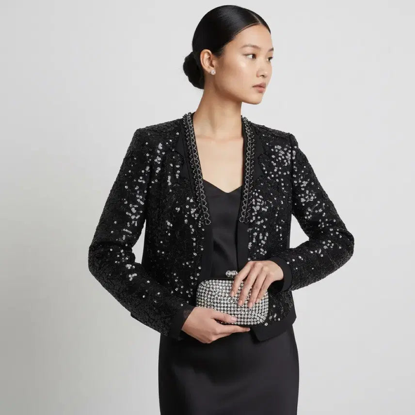 [BUNJANG] Obzée Gang Jin-young Sequin Beaded Silk Jacket / [새상품급] 오브제 강진영 컬렉션 시퀸 비딩 실크 자켓 55