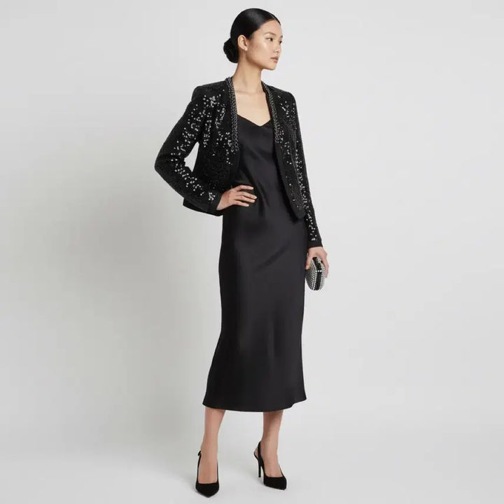 [BUNJANG] Obzée Gang Jin-young Sequin Beaded Silk Jacket / [새상품급] 오브제 강진영 컬렉션 시퀸 비딩 실크 자켓 55