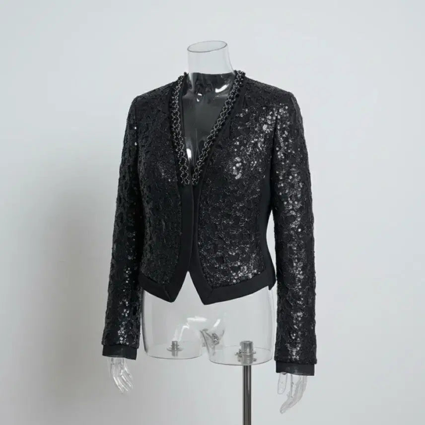 [BUNJANG] Obzée Gang Jin-young Sequin Beaded Silk Jacket / [새상품급] 오브제 강진영 컬렉션 시퀸 비딩 실크 자켓 55