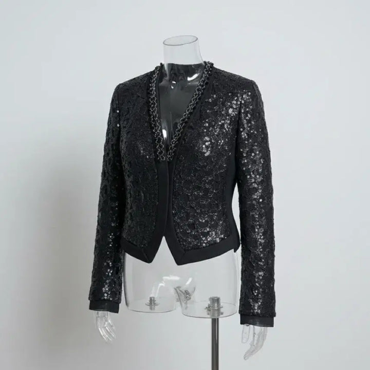 [BUNJANG] Obzée Gang Jin-young Sequin Beaded Silk Jacket / [새상품급] 오브제 강진영 컬렉션 시퀸 비딩 실크 자켓 55