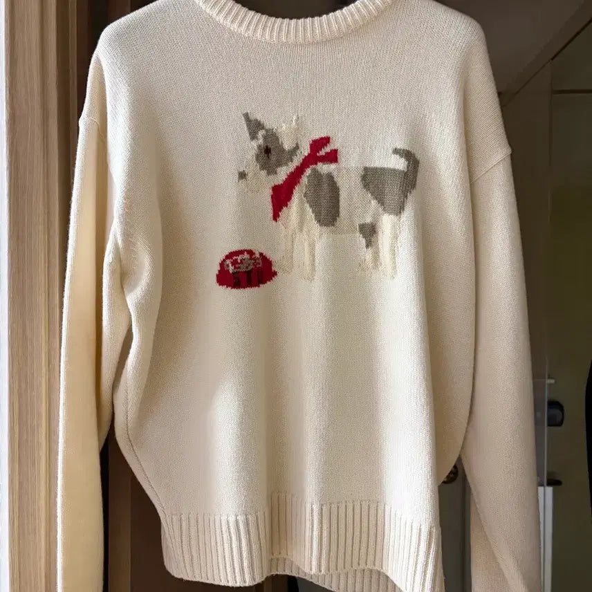 [BUNJANG] STU Fox Terrier Knit Cream / (L) stu 폭스테리어 니트 크림
