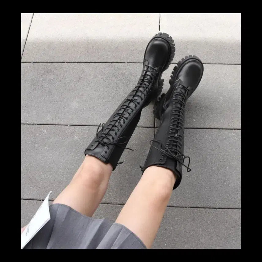 [BUNJANG] Black Platform Ankle Boots (Long, 240mm) / 검정색 통굽워커(롱 기장 / 240mm)