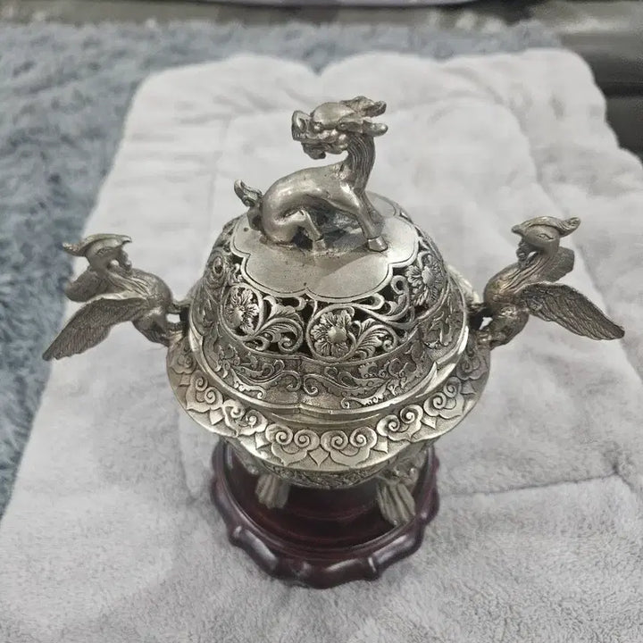 [BUNJANG] White Copper Dragon Incense Burner / 백동 용 장식 향로 입니다