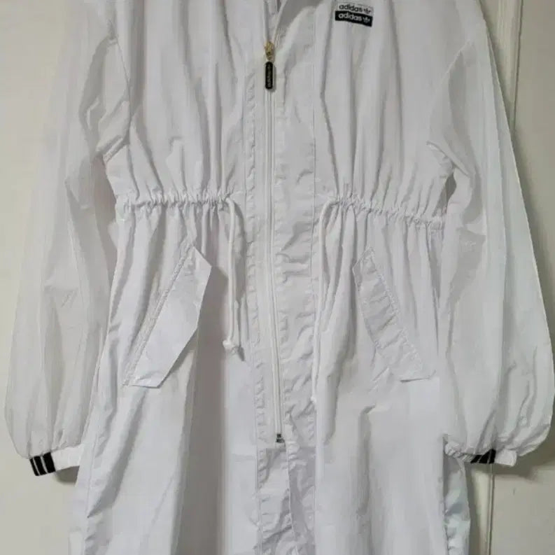 [BUNJANG] Adidas White Long Windbreaker / 아디다스 화이트 롱 바람막이 윈드브레이커