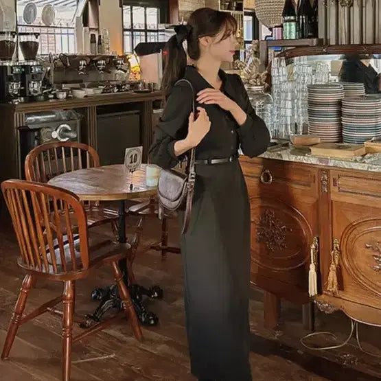 [BUNJANG] Lilly &amp; Co Belted Long Dress (77) / 새상품 하객룩 리리앤코 벨트 롱원피스 77