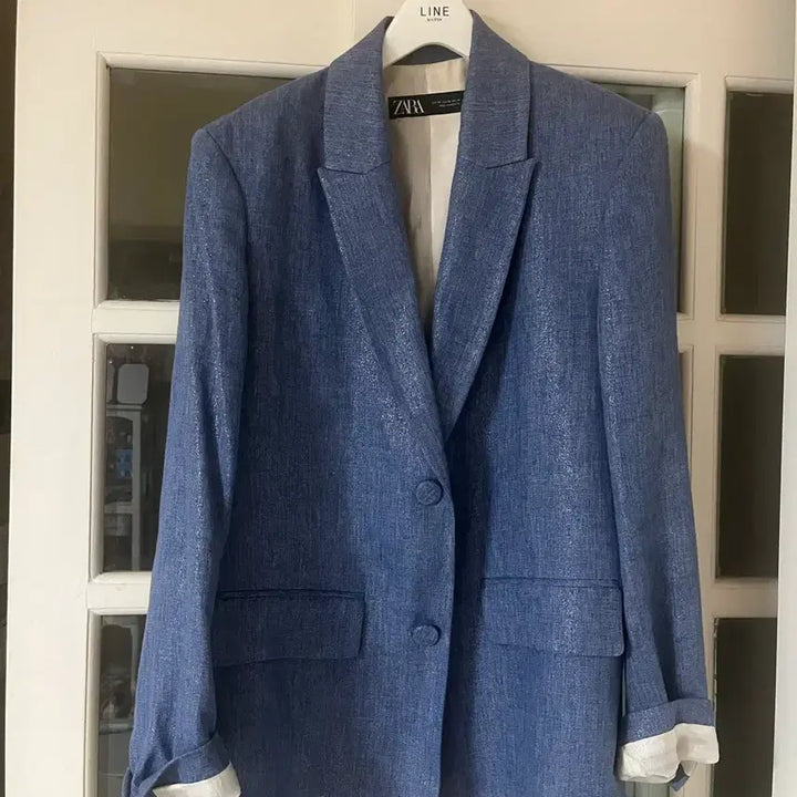 [SOLD OUT] 자라 ZARA 블루 린넨 블레이저(66)
