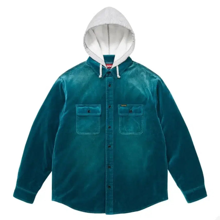 [BUNJANG] Supreme Quilted Line Hooded Velvet Shirt / 슈프림 퀄티드라인 후드벨벳 셔츠 새상품