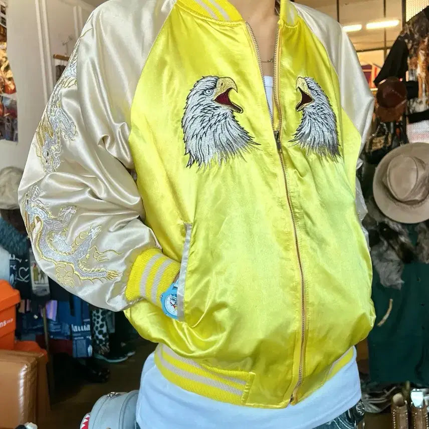 [BUNJANG] Fresh Box Harajuku Oriental Embroidered Souvenir Jacket / 90s Frash Box 하라주쿠 일본 빈티지 오리엔탈 자수 스카잔 자켓