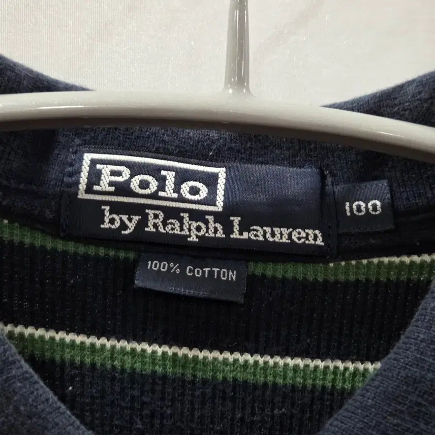 [BUNJANG] Polo Ralph Lauren Waffle Stripe Polo Shirt (Size 100) / 폴로랄프로렌 일경물산 와플 스트라이프 카라티 100